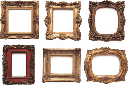 Vector art of collection of ornate picture frames, vintage design