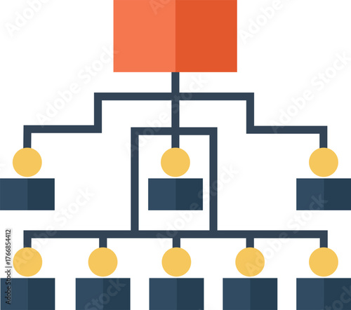 Organization chart diagram demonstrating business management hierarchy and leadership structure