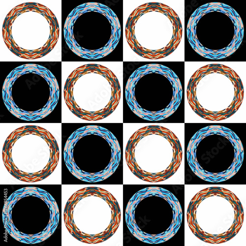 Seamless geometric round pattern. Decorative ornate square background. Endless circle design. For template, tile, floor, backdrop, cover, marble, wall, scarf, shawl, bandana, fabric, textile