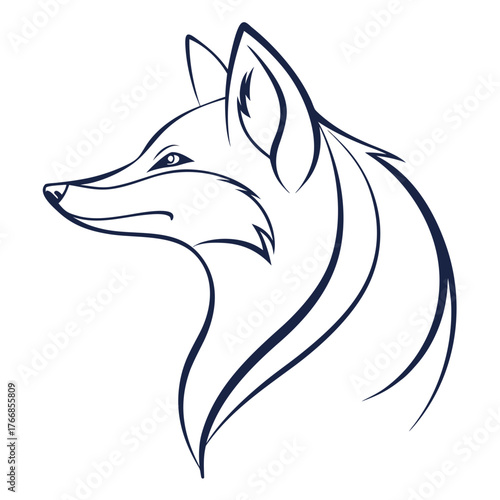 Elegant fox head outline, minimalist animal design