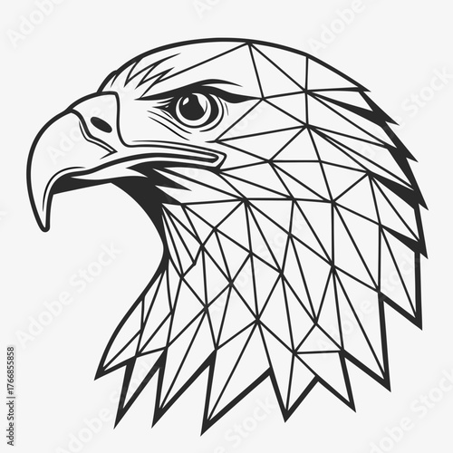 Geometric eagle head in modern line art style
