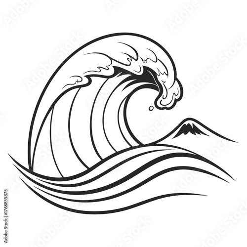 Great wave with mount fuji in background