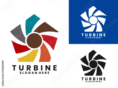 Turbine hexagon illustration inspiration logo design vector template
