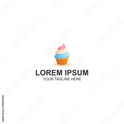 Colorful Ice Cream Cup Logo Design with Creative Illustration