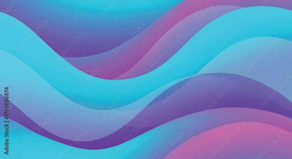 Obraz premium Abstract Wavy Background with Gradient Colors - Turquoise, Purple, and Pink