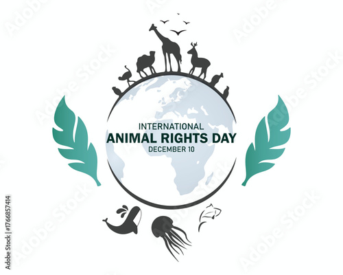 Vector illustration design concept of International Animal Rights Day observed on December 10