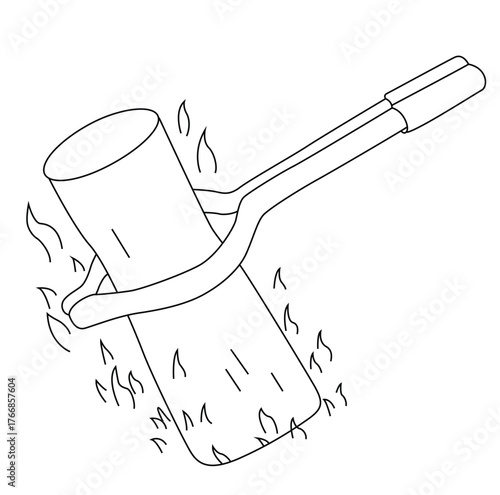 Science of hand drawn vector Experiment on Heat Conduction outline.