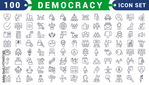 Democracy line icons. Editable stroke. For website marketing design, logo, app, template, ui, etc. Vector illustration.