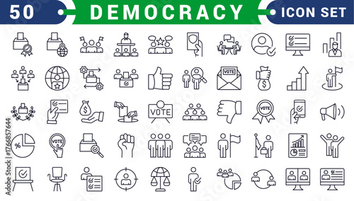 Democracy line icons. Editable stroke. For website marketing design, logo, app, template, ui, etc. Vector illustration.