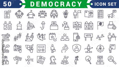 Democracy line icons. Editable stroke. For website marketing design, logo, app, template, ui, etc. Vector illustration.