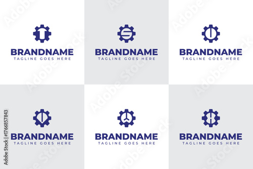 Letter T S U V W X Gear Logo Set, symbolizing industry, innovation, and progress