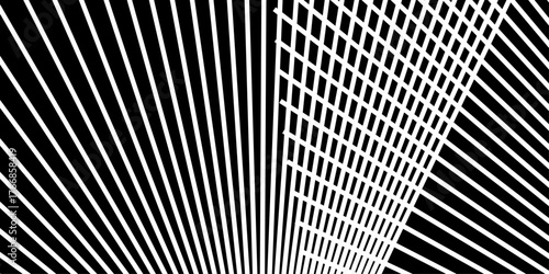 Abstract black and white striped pattern on a black background. Abstract Optical Illusion Design. optical effect mobius wave stripe design movement. modern white lines.