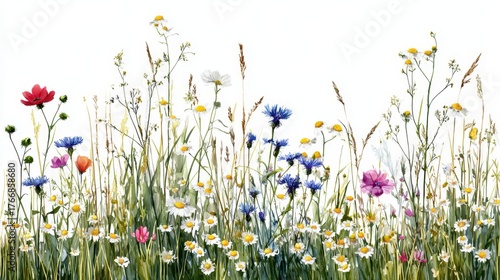 Colorful wildflower meadow blooming in springtime showcases nature's beauty and diversity