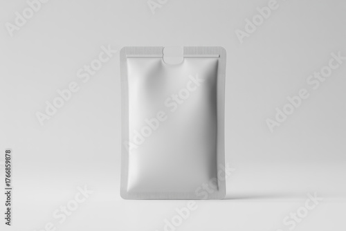 Minimalist mockup of a blank white sachet package for product presentation