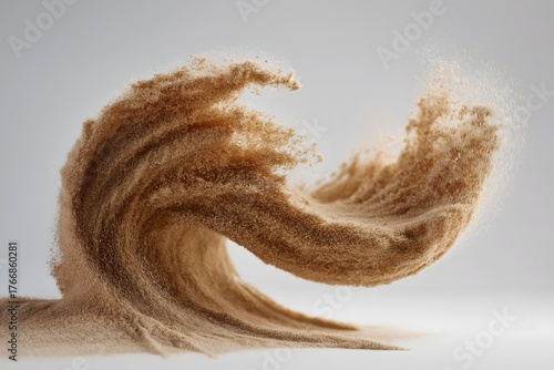 Dynamic Wave of Brown Sand Captured in Artistic Motion Display