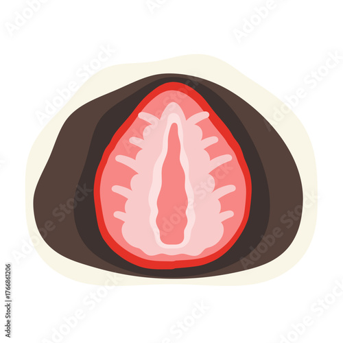 フルーツ大福（いちご）　イラスト