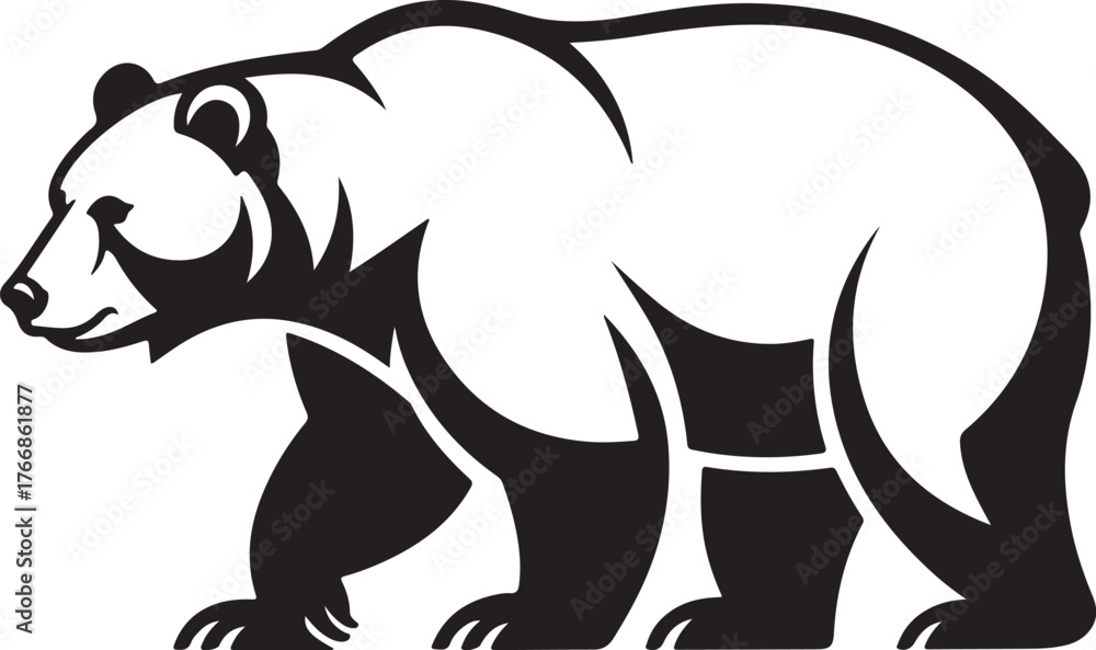 Fototapeta premium Bear Silhouette Walking Mammal Wildlife Forest Brown Big Strong Powerful Animal Icon
