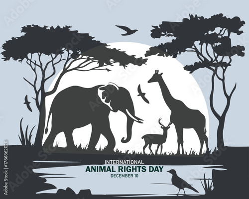 Vector illustration design concept of International Animal Rights Day observed on December 10