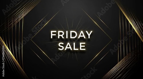 Elegant black friday sale design with golden lines for promotional marketing banner