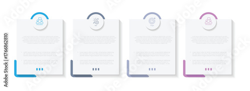 Unique infographic with 4 steps, options, parts or processes. Business data visualization. Can be used for workflow layout, diagram, annual report, web design
