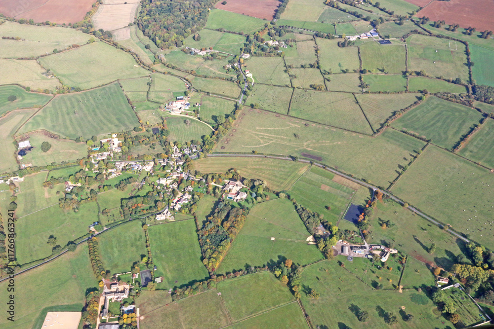 Fototapeta premium Aerial view of the fields in Wiltshire