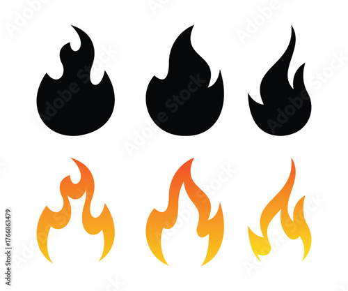 fire flame vector icon set.