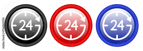 Around the clock. Set of 3d icons isolated on white background.