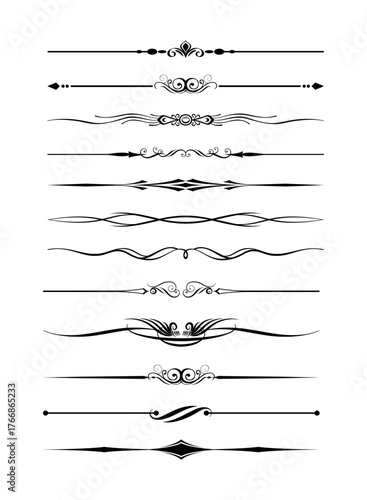 collection of decorative line dividers and ornamental borders in various elegant styles