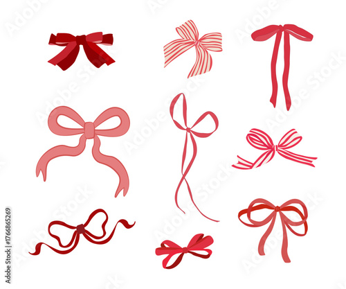 Romantic design Set of bows and Vector illustration for decorating dates, weddings, birthdays