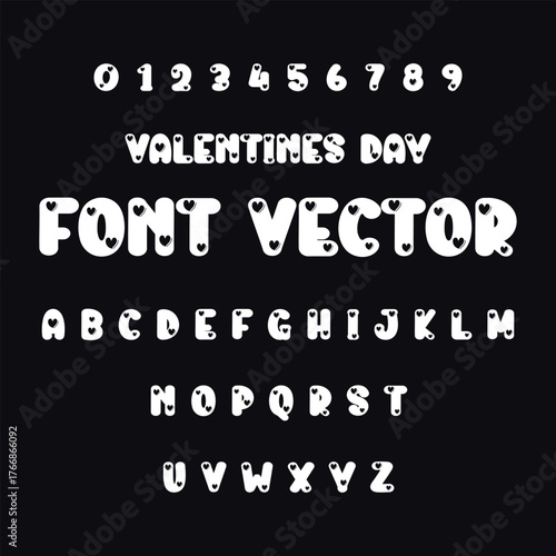 Playful Display Font with Inner Heart Cutouts – Love Theme Alphabet and Numbers