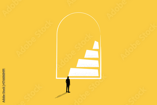 Businessman with process success. concept of Business growth goal, strategy, planning, development, progress. Minimal design eps10 illustration