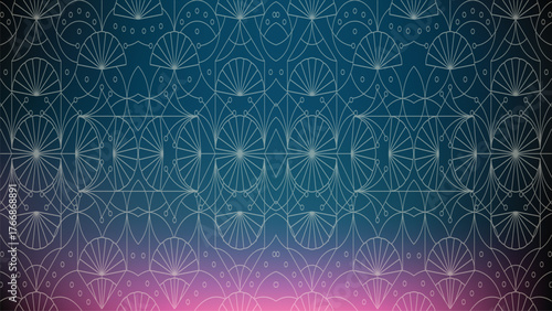 Art Deco Geometric Pattern with Teal to Purple Gradient