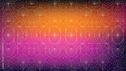 Art Deco Geometric Pattern with Vibrant Orange Gradient seamless