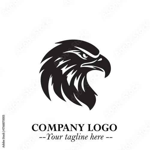 Majestic Head of Eagle Logo Symbol in Black on White Background with Bold Minimalist Design