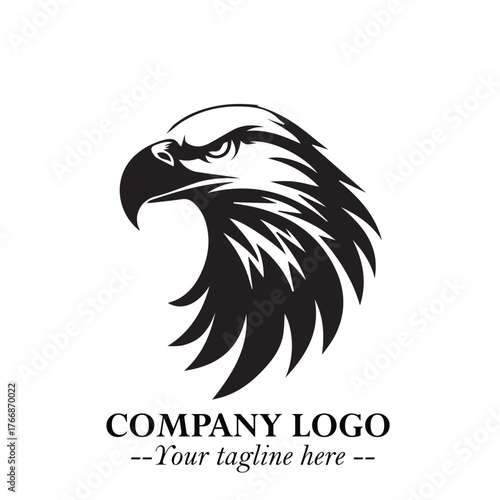 Majestic Head of Eagle Logo Symbol in Black on White Background with Bold Minimalist Design