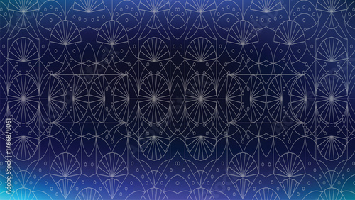 Dark Blue Gradient with Art Deco Geometric Pattern seamless
