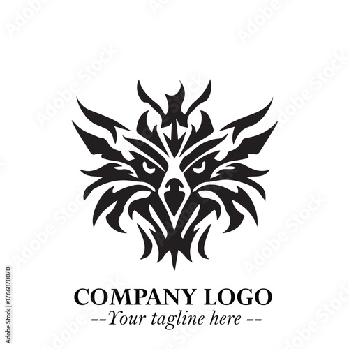 Majestic Head of Eagle Logo Symbol in Black on White Background with Bold Minimalist Design