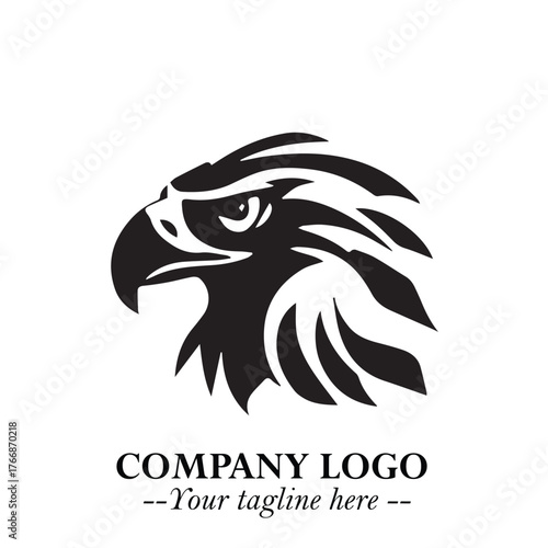 Majestic Head of Eagle Logo Symbol in Black on White Background with Bold Minimalist Design