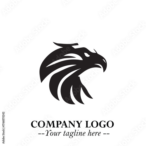 Majestic Head of Eagle Logo Symbol in Black on White Background with Bold Minimalist Design