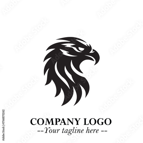 Majestic Head of Eagle Logo Symbol in Black on White Background with Bold Minimalist Design