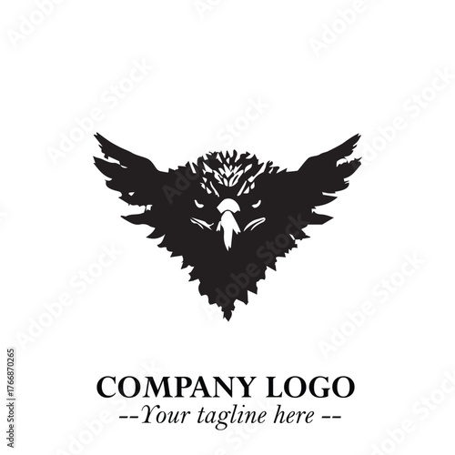 Majestic Head of Eagle Logo Symbol in Black on White Background with Bold Minimalist Design