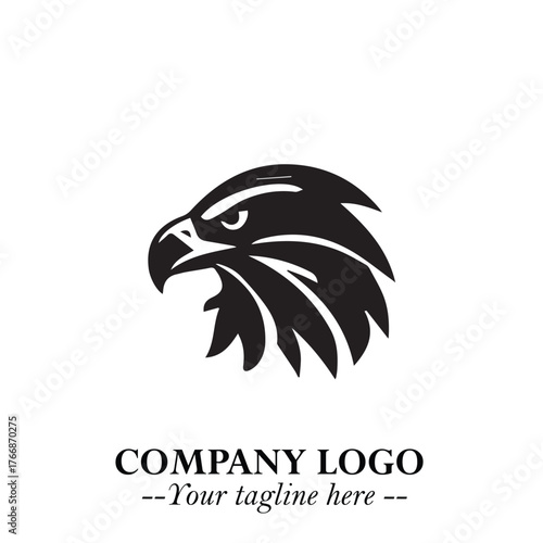 Majestic Head of Eagle Logo Symbol in Black on White Background with Bold Minimalist Design