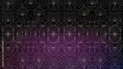 Dark Purple Gradient with Geometric Art Deco Pattern