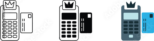 modern point of sale terminal illustrations card reader nfc card receipt printer flat vector ai eps png jpeg