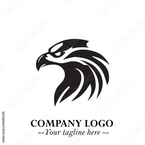 Wallpaper Mural Majestic Head of Eagle Logo Symbol in Black on White Background with Bold Minimalist Design Torontodigital.ca