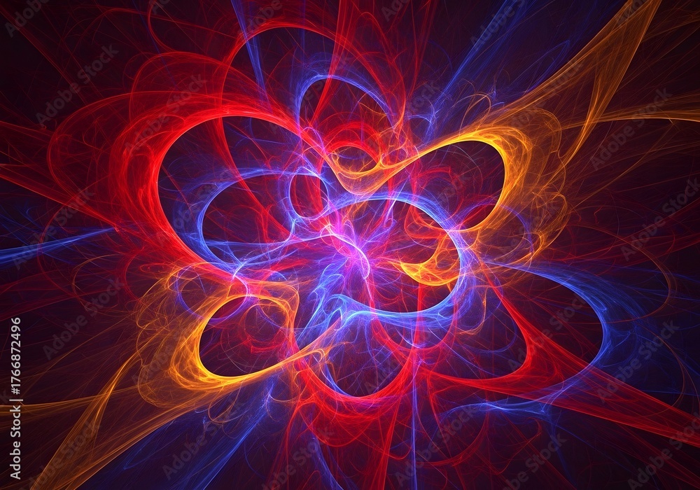 Fototapeta premium Colorful Abstract Energy Fractal Illustration Glowing Light Effects Visual Art Texture Background Graphic Design Element Digital Render