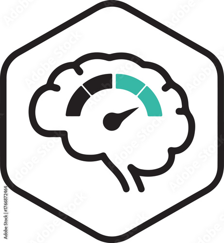 Abstract brain performance meter icon symbolizing cognitive speed intelligence and mental agility