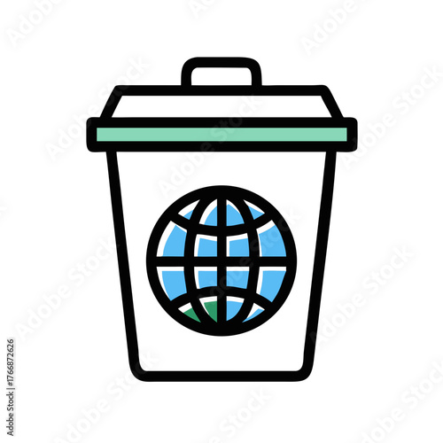 Global Waste: A conceptual image of a trash can depicting environmental issues