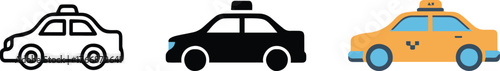 taxi icon set three styles line drawing silhouette and colorful yellow cab illustration ai eps jpeg png