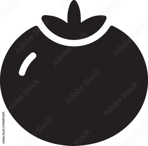 Simple silhouette icon of a fresh tomato for healthy eating and food-related designs
